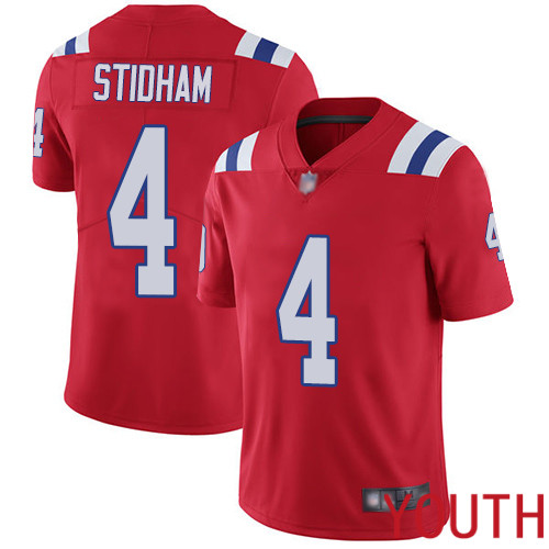 New England Patriots Limited Red Youth #4 Jarrett Stidham Alternate NFL Jersey Vapor